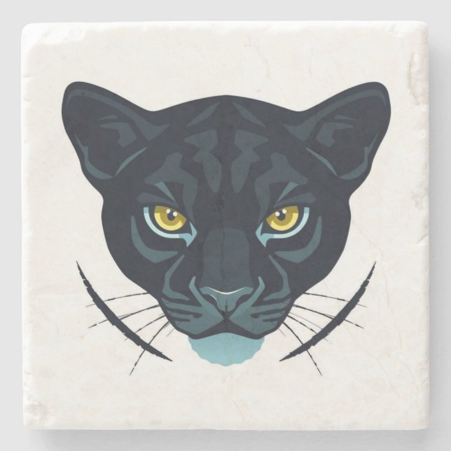 Black Puma Street Style Design Stone Coaster (Front)