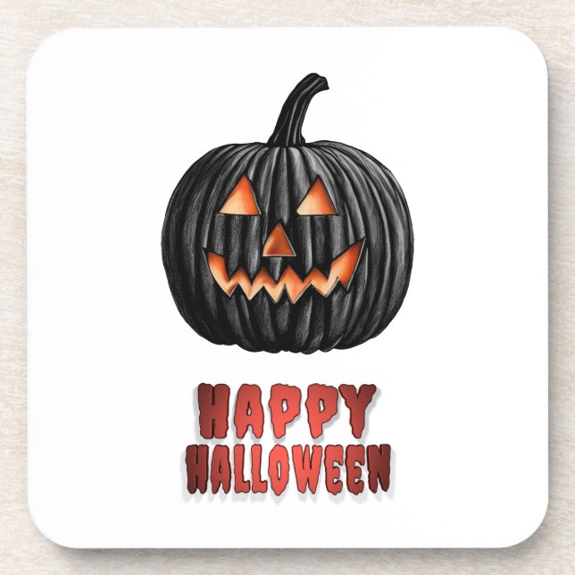 Black Pumpkin Beverage Coaster (Front)