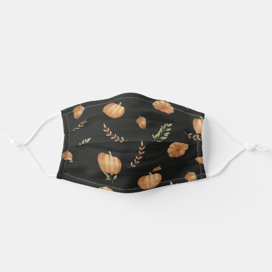 Black Pumpkin Face Mask Fall Leaves | Zazzle.com