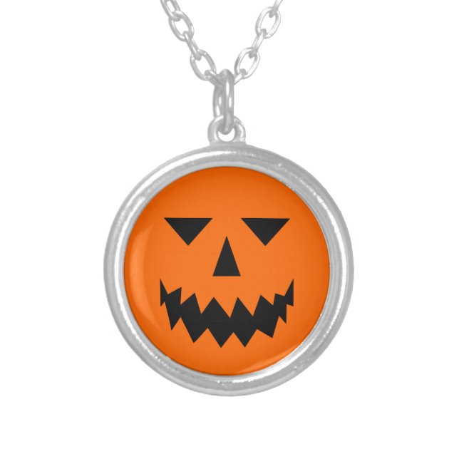Black Pumpkin Face Necklace (Front)