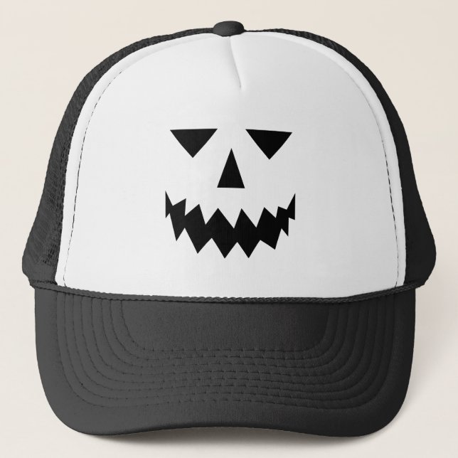 Black Pumpkin Face Trucker Hat (Front)