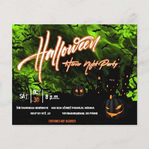 Black Pumpkin Halloween Party Invite Flyer