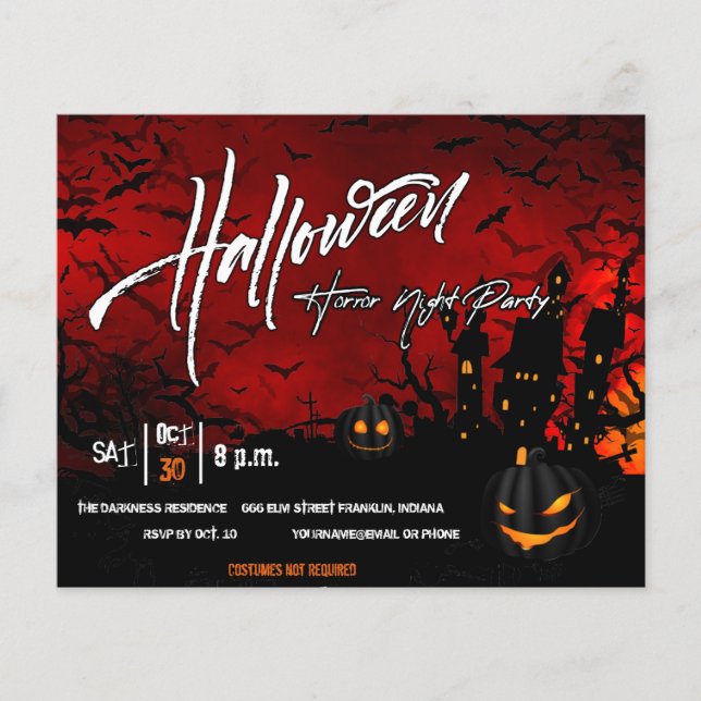 Black Pumpkin Halloween Party Invite Flyer (Front)