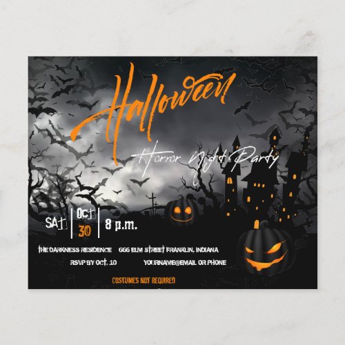 Black Pumpkin Halloween Party Invite Flyer