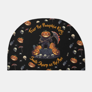 🖤 Black Pumpkin King Halloween Doormat 🎃