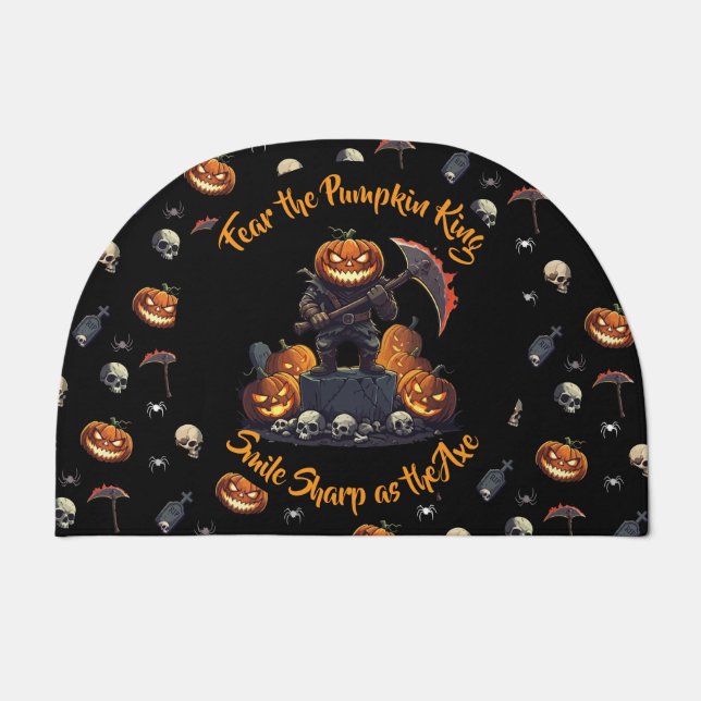 🖤 Black Pumpkin King Halloween Doormat 🎃 (Front)