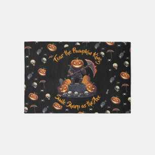 🖤 Black Pumpkin King Halloween Doormat 🎃 Outdoor Rug
