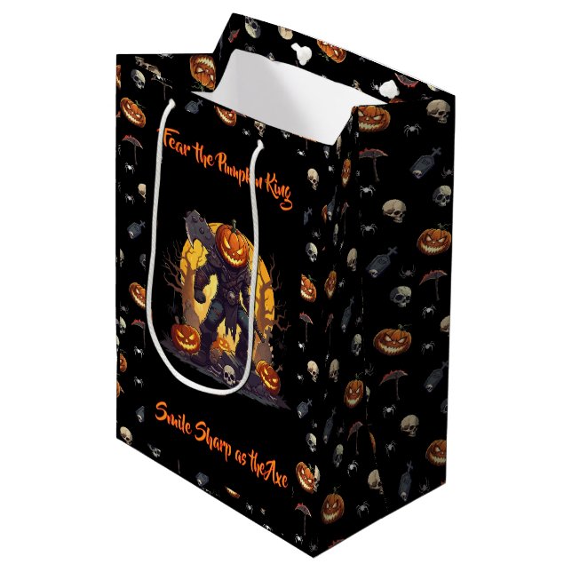🖤 Black Pumpkin King Halloween Gift Bag 🎃 (Front Angled)
