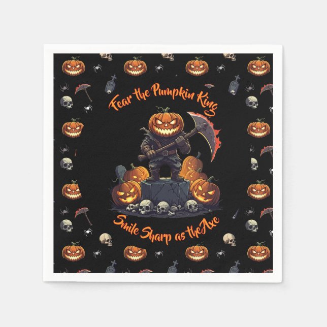 🖤 Black Pumpkin King Halloween Napkin 🎃 (Front)