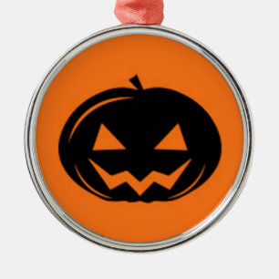 Black Pumpkin Metal Ornament