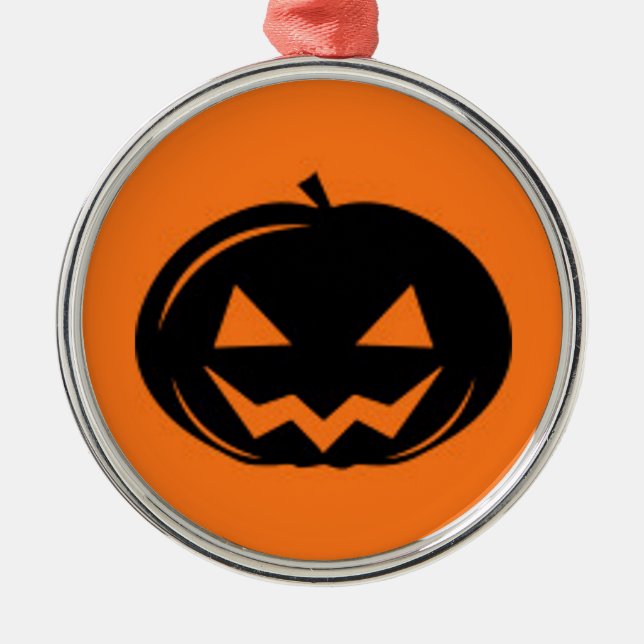 Black Pumpkin Metal Ornament (Front)