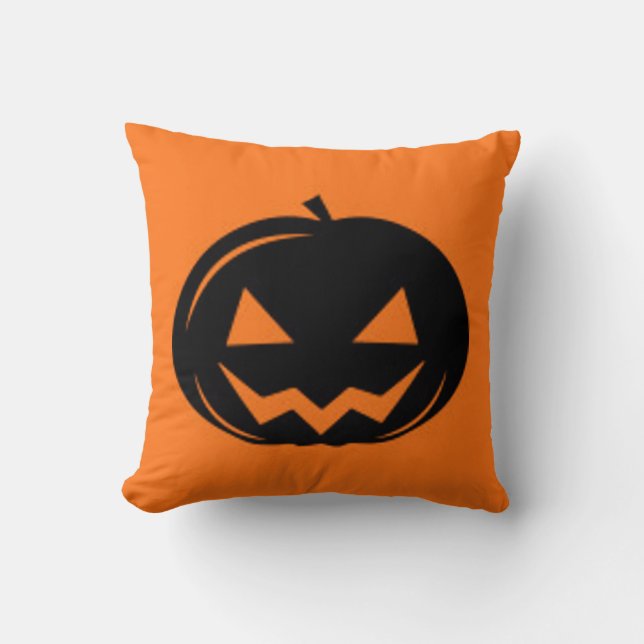 Black Pumpkin Throw Pillow (Front)