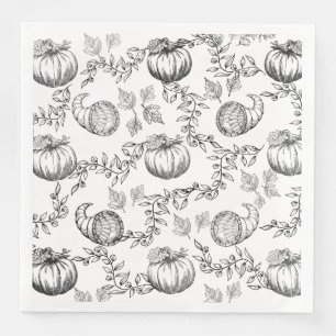 Black Pumpkin Toile Paper Dining Napkin