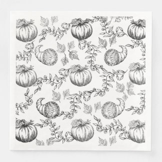 Black Pumpkin Toile Paper Dining Napkin