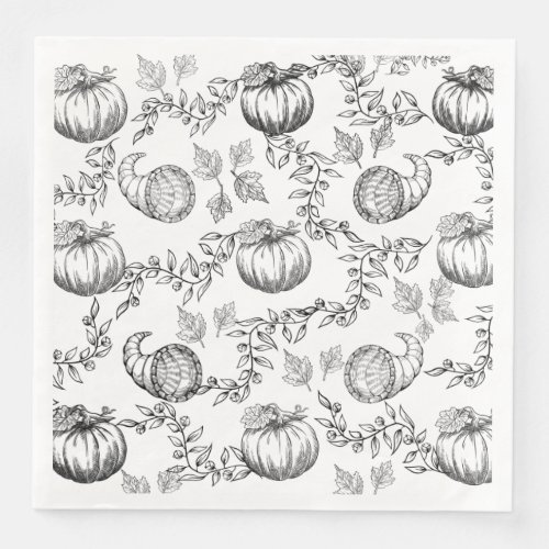 Black Pumpkin Toile Paper Dining Napkin