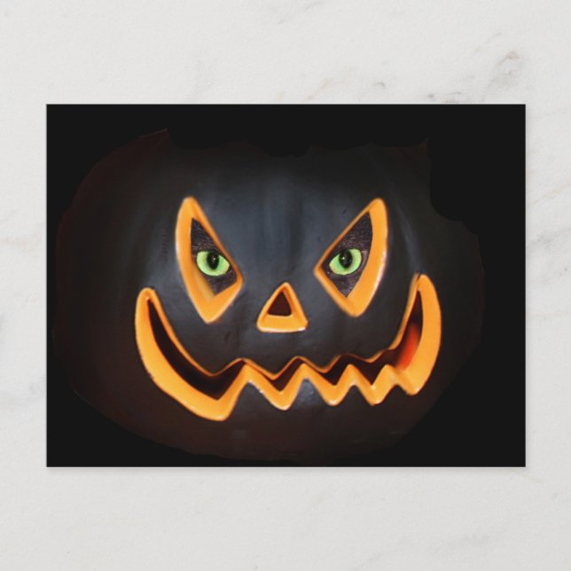 Black pumpkin with cat eyes postcard (Front)