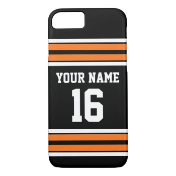 Black Pumpkn Orange Team Jersey Custom Number Name Iphone 8/7 Case by FantabulousCases at Zazzle