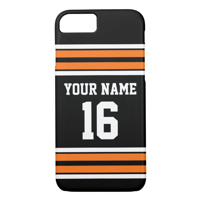 Black Pumpkn Orange Team Jersey Custom Number Name Case-Mate iPhone Case (Back)