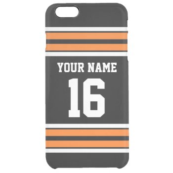 Black Pumpkn Orange Team Jersey Custom Number Name Clear Iphone 6 Plus Case by FantabulousCases at Zazzle