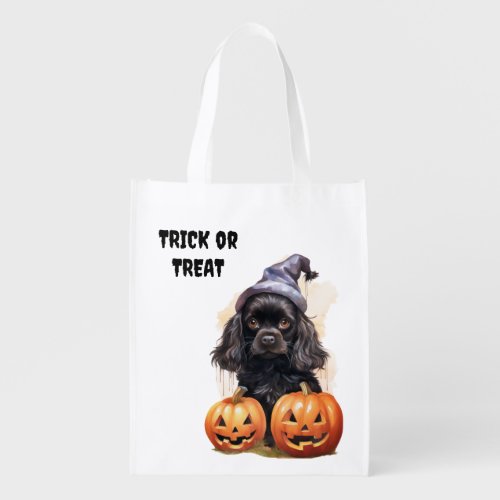 Black Puppy Jack oLantern Kids Halloween Grocery Bag