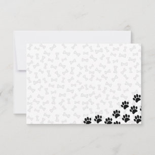 Black Puppy Paw Prints and Bones Custom Note Card