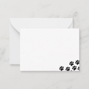 Black Puppy Paw Prints Blank Note Card