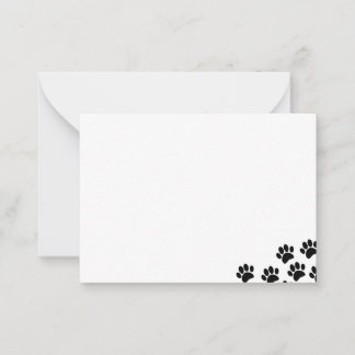 Black Puppy Paw Prints Blank Note Card