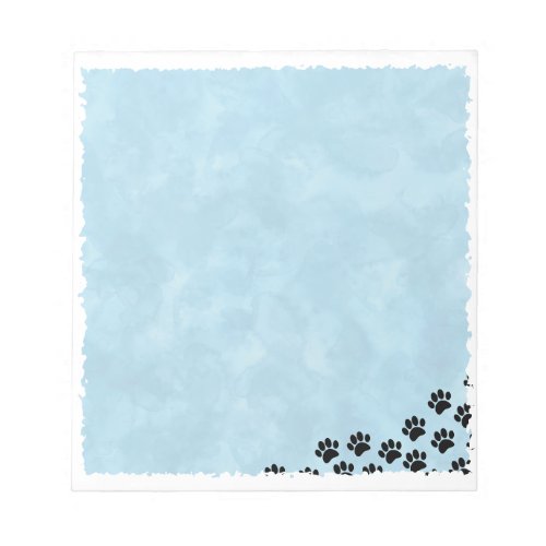 Black Puppy Paw Prints Blue Watercolor  Notepad