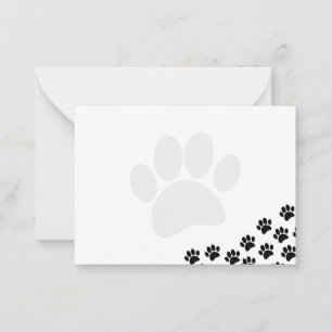 Black Puppy Paw Prints Canine Note Card