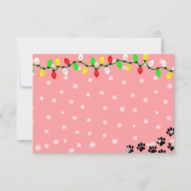 Black Puppy Paw Prints Custom Christmas Note Card (Front)