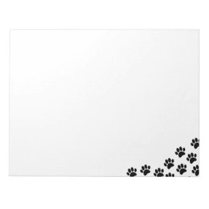Black Puppy Paw Prints Custom Notepad