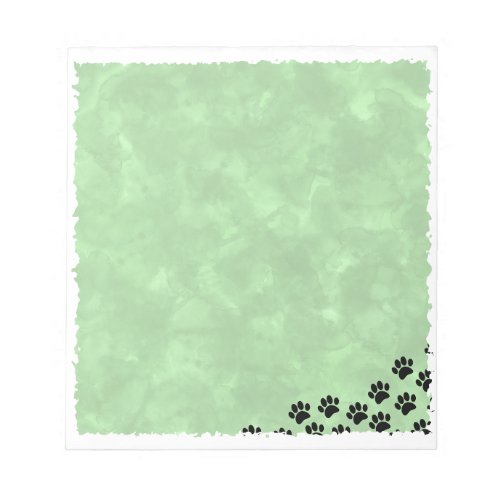 Black Puppy Paw Prints Green Watercolor  Notepad