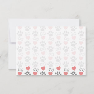 Black Puppy Paw Prints Hearts And Bones Note Card