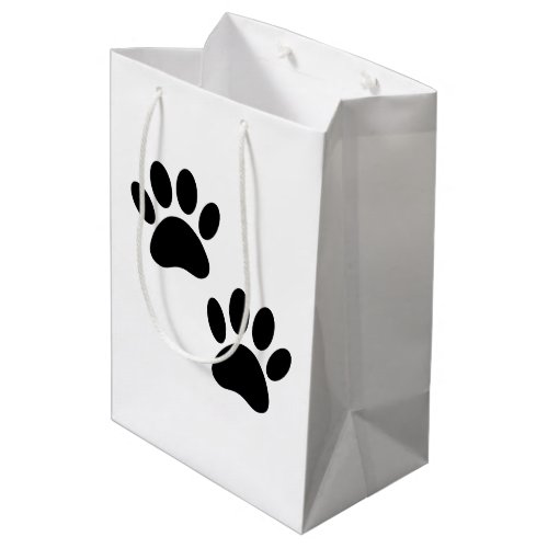 Black Puppy Paw Prints Medium Gift Bag