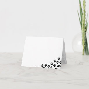 Black Puppy Paw Prints Note Card