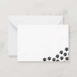 Black Puppy Paw Prints  Note Card
