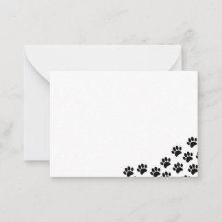Black Puppy Paw Prints Note Card