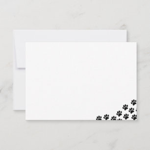 Black Puppy Paw Prints Note Card