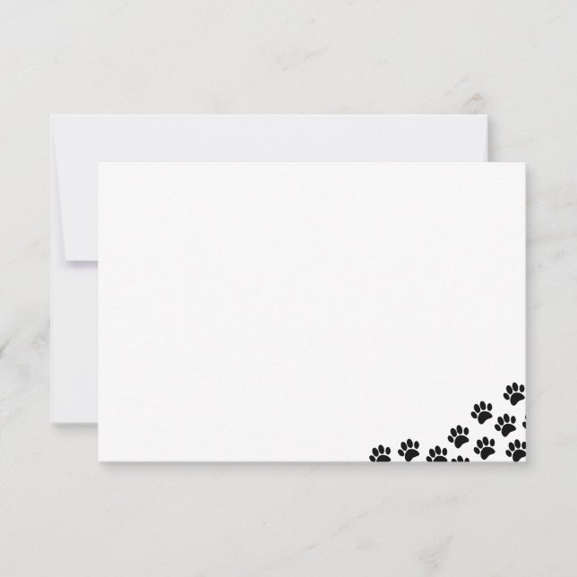 Black Puppy Paw Prints  Note Card (Front)