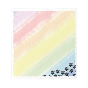 Black Puppy Paw Prints Pastel Rainbow Watercolor Notepad