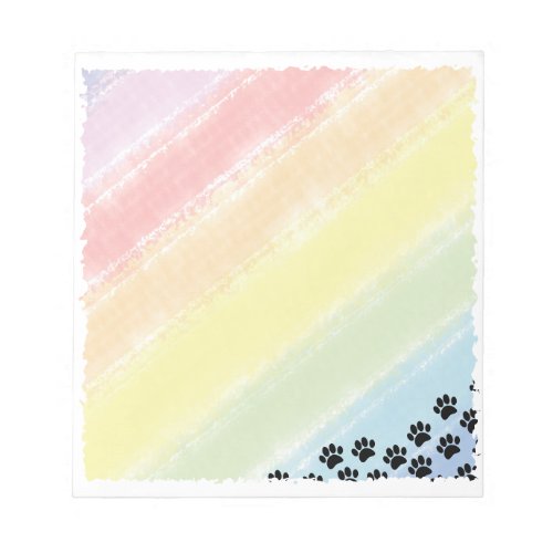 Black Puppy Paw Prints Pastel Rainbow Watercolor  Notepad