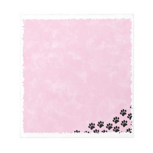 Black Puppy Paw Prints Pink Watercolor  Notepad