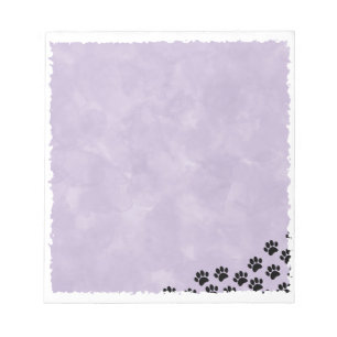 Black Puppy Paw Prints Purple Watercolor Notepad