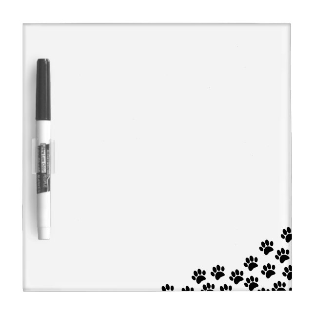Black Puppy Paw Prints With Custom Text Dry Erase Board (Front)
