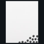 Black Puppy Paw Prints With Custom Text Letterhead<br><div class="desc">Cartoon style black dog paw print letterheads.
Good for parties related to dogs and for businesses like pet shops.</div>
