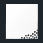 Black Puppy Paw Prints With Custom Text Notepad<br><div class="desc">Cartoon style black dog paw print notepads.
Good for dog owners and for businesses like pet shops.</div>