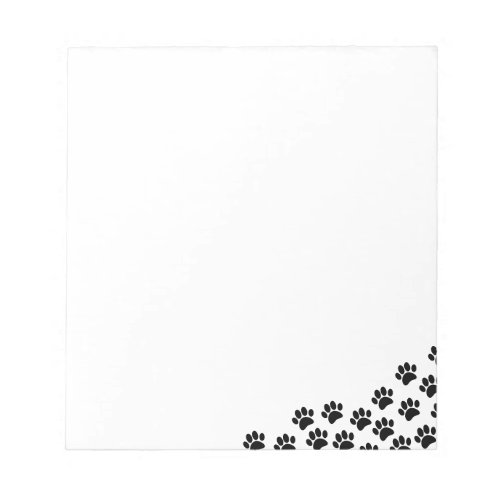 Black Puppy Paw Prints With Custom Text Notepad