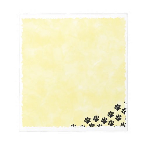 Black Puppy Paw Prints Yellow Watercolor  Notepad