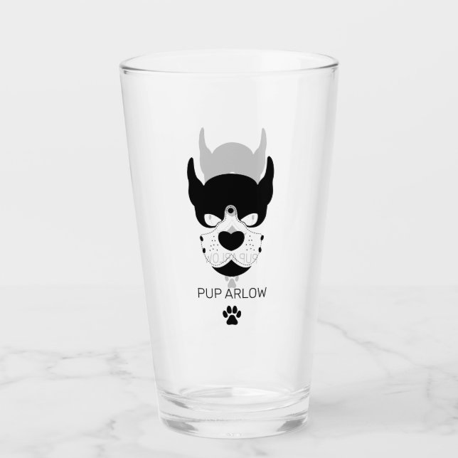 Black Puppy Play Beer Glass (Front)
