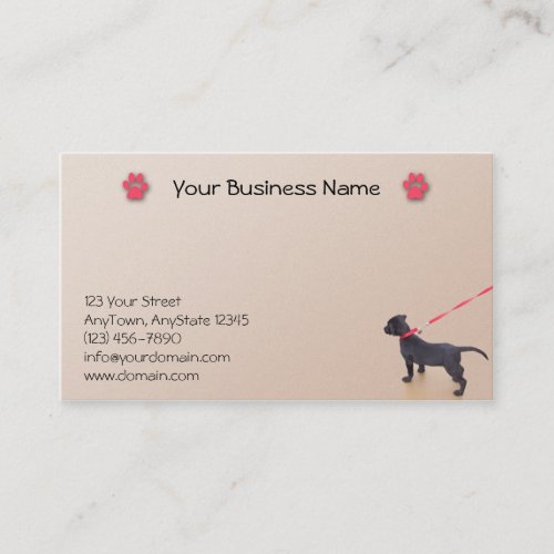 Black Puppy Prints on the Beach Business Card